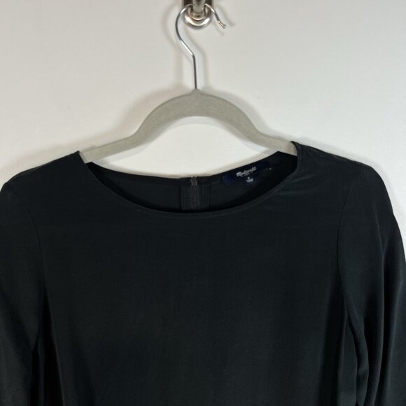 Madewell Women's Black Preppy Minimalist Modest 100% Silk Blouse Small Luxury - Picture 2 of 8